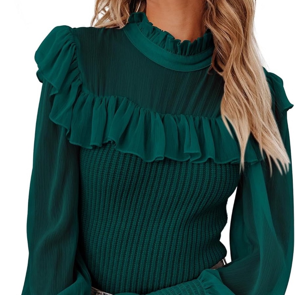 Chic Off-the-Shoulder Teal Sweater